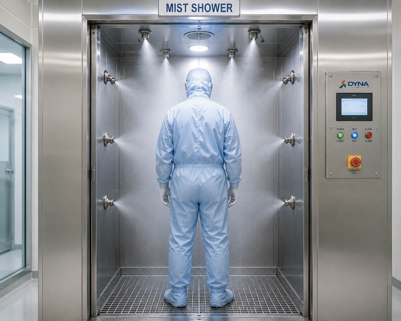 Mist Shower 1 Mist Shower Clean Room System with Automated Fine Mist Decontamination for Personnel Entry